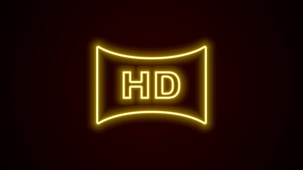 Luminoso neon linea Hd film, nastro, icona cornice isolata su sfondo nero. Animazione grafica 4K Video motion — Video Stock