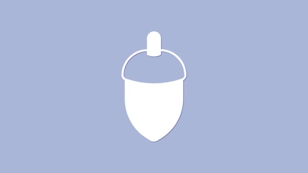 Witte Acorn pictogram geïsoleerd op paarse achtergrond. 4K Video motion grafische animatie — Stockvideo