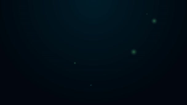 ネオンラインの輝き黒い背景に孤立したエイコーンアイコン。4Kビデオモーショングラフィックアニメーション — ストック動画