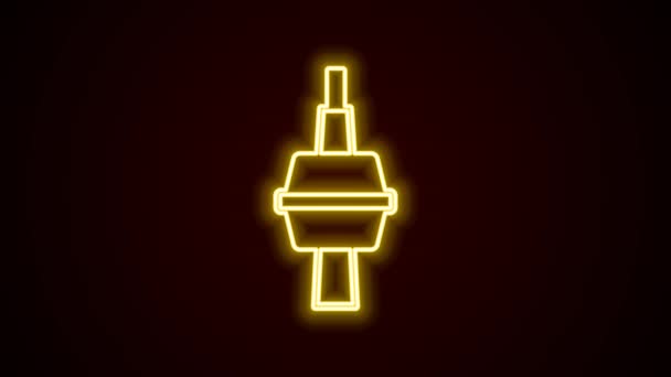 Lumineux néon TV Tour CN à Toronto icône isolée sur fond noir. Célèbre icône des monuments du monde concept. Tourisme et vacances thème. Animation graphique de mouvement vidéo 4K — Video