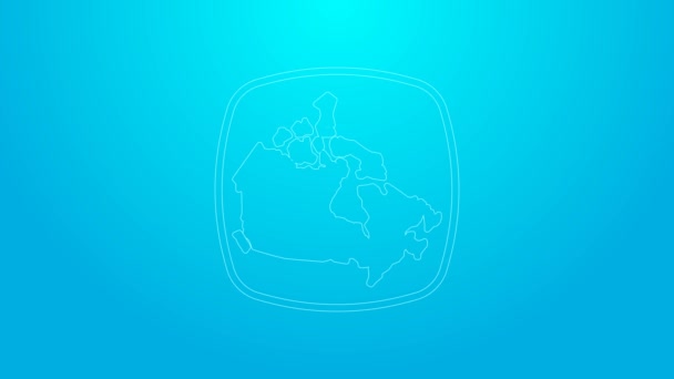 Růžová čára Kanada mapa ikona izolované na modrém pozadí. Grafická animace pohybu videa 4K — Stock video