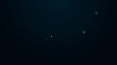Siyah arka planda izole edilmiş boynuz simgesi olan parlak neon çizgili geyik kafası. 4K Video hareketli grafik canlandırması