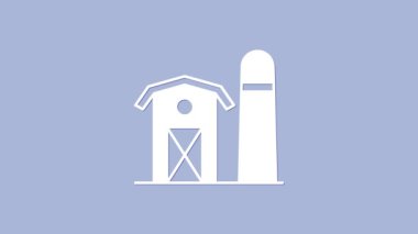 Beyaz Çiftlik Evi simgesi mor arka planda izole edilmiş. 4K Video hareketli grafik canlandırması