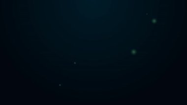 Parlayan neon hattı Hokey diski simgesi siyah arkaplanda izole edildi. 4K Video hareketli grafik canlandırması