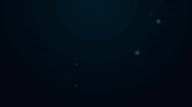 Parlayan neon hattı sihirli top ikonu siyah arkaplanda izole edildi. Kristal küre. 4K Video hareketli grafik canlandırması