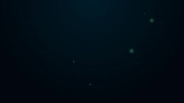 Siyah arkaplanda izole edilmiş taş ikonunda parlayan neon çizgisi kılıcı. Taştaki kılıç Excalibur, Arthur efsanelerinden. 4K Video hareketli grafik canlandırması