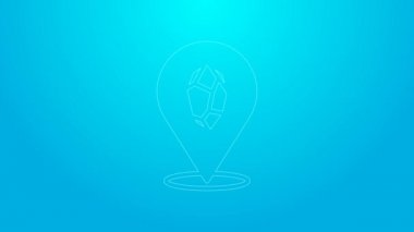 Pembe çizgi sihirli taş ikonu mavi arkaplanda izole edildi. Fantezi kristali. Maç için mücevher. 4K Video hareketli grafik canlandırması