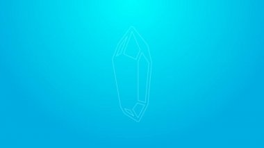 Pembe çizgi sihirli taş ikonu mavi arkaplanda izole edildi. Fantezi kristali. Maç için mücevher. 4K Video hareketli grafik canlandırması