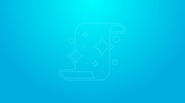 Pembe çizgi Sihirli kaydırma simgesi mavi arkaplanda izole edildi. Karar, kağıt, parşömen, parşömen ikonu. 4K Video hareketli grafik canlandırması