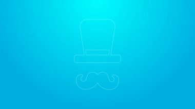 Pembe çizgi sihirbaz simgesi mavi arkaplanda izole edildi. 4K Video hareketli grafik canlandırması