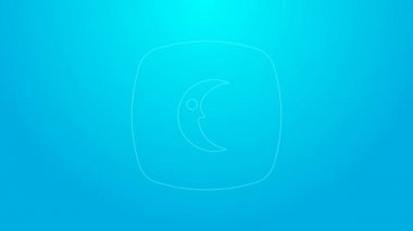 Pembe çizgi Ay ve yıldız ikonu mavi arkaplanda izole edilmiş. Bulutlu gece işareti. Uyku rüyalarının sembolü. Dolunay. Gece ya da yatak zamanı tabelası. 4K Video hareketli grafik canlandırması
