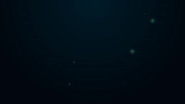 Parlayan neon hattı tahta balta ikonu siyah arkaplanda izole edildi. Oduncu baltası. 4K Video hareketli grafik canlandırması