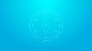 Pembe çizgi pusula simgesi mavi arkaplanda izole edildi. Rüzgâr yön bulma sembolü. Rüzgar gül işareti. 4K Video hareketli grafik canlandırması