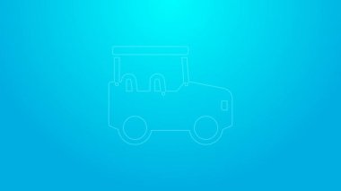 Mavi arka planda pembe çizgili Safari araba simgesi izole edildi. 4K Video hareketli grafik canlandırması