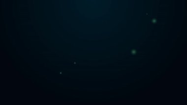 Parlayan neon hattı ağaç kütüğü simgesi siyah arkaplanda izole edildi. 4K Video hareketli grafik canlandırması