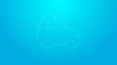 Mavi arka planda pembe çizgi araba simgesi izole edildi. 4K Video hareketli grafik canlandırması