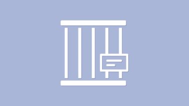 Beyaz Hayvan Kafesi simgesi mor arka planda izole edildi. 4K Video hareketli grafik canlandırması