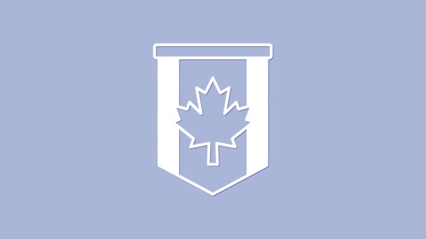 Icône du drapeau Pennant blanc du Canada isolée sur fond violet. Drapeau de pays Amérique du Nord. Animation graphique de mouvement vidéo 4K — Video