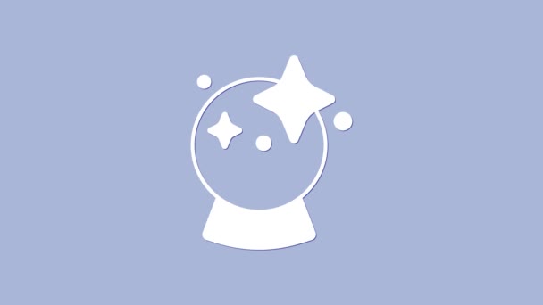 Mor arkaplanda izole edilmiş beyaz sihirli top ikonu. Kristal küre. 4K Video hareketli grafik canlandırması — Stok video