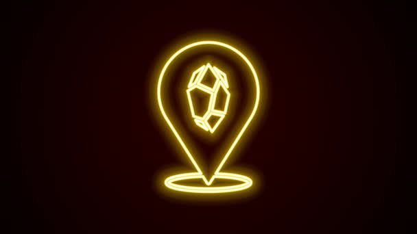 Ragyogó neon vonal Magic kő ikon elszigetelt fekete háttérrel. Fantasy kristály. Ékszer ékkő a játékhoz. 4K Videó mozgás grafikus animáció — Stock videók