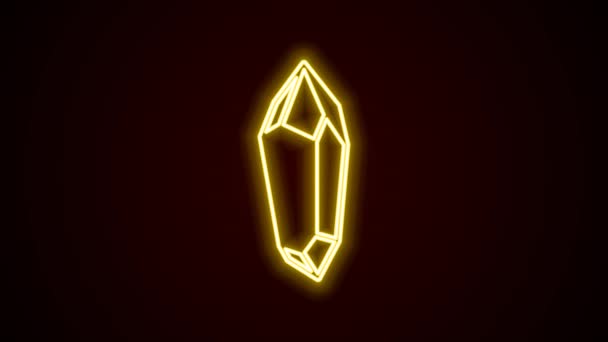 Linea neon incandescente icona di pietra magica isolata su sfondo nero. Cristallo fantasy. Gioiello gioiello per gioco. Animazione grafica 4K Video motion — Video Stock
