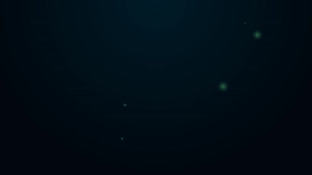 Linea al neon incandescente icona Luna e stelle isolata su sfondo nero. Segno notturno nuvoloso. Sonno sogno simbolo. Luna piena. Segnale notturno o notturno. Animazione grafica 4K Video motion — Video Stock