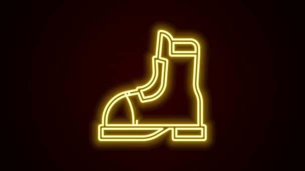 Glowing neon line Hunter boots icon isolated on black background. 4K Video motion graphic animation — Stock Video