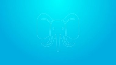 Mavi arkaplanda pembe çizgi fil simgesi izole edildi. 4K Video hareketli grafik canlandırması