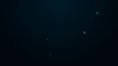 Parlayan neon hattı gergedan simgesi siyah arkaplanda izole edildi. Hayvan sembolü. 4K Video hareketli grafik canlandırması