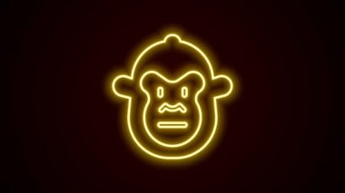 Parlayan neon çizgisi simgesi siyah arkaplanda izole edildi. Hayvan sembolü. 4K Video hareketli grafik canlandırması