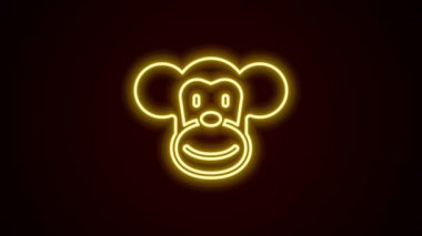 Parlayan neon çizgisi simgesi siyah arkaplanda izole edildi. Hayvan sembolü. 4K Video hareketli grafik canlandırması