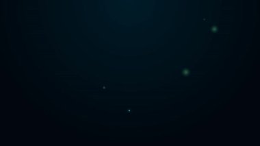Parlayan neon hattı Tiger baş simgesi siyah arkaplanda izole edildi. 4K Video hareketli grafik canlandırması