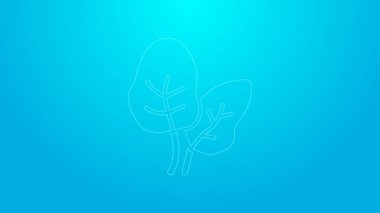 Mavi arka planda izole edilmiş tropikal palmiye ağacı yaprakları. 4K Video hareketli grafik canlandırması