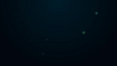Parlak neon çizgisi, siyah arka planda izole edilmiş ev simgesini boyuyor. 4K Video hareketli grafik canlandırması
