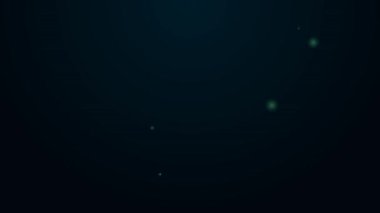 Siyah arka planda izole edilmiş fırça ikonu olan parlak neon çizgili boya kovası. 4K Video hareketli grafik canlandırması