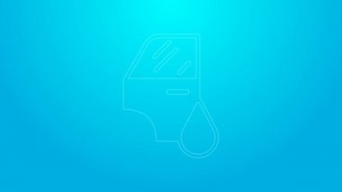 Pembe çizgili araba boyama ikonu mavi arka planda izole edilmiş. Araba tamir işlemi. 4K Video hareketli grafik canlandırması