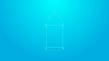 Mavi arkaplanda pembe çizgi boyası ikonu izole edildi. 4K Video hareketli grafik canlandırması