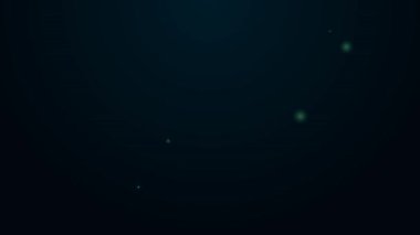 Parlayan neon çizgisi fırça simgesi siyah arkaplanda izole edildi. 4K Video hareketli grafik canlandırması