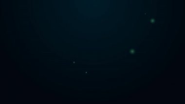 Parlak neon çizgili sprey tabanca ikonu siyah arkaplanda izole edildi. 4K Video hareketli grafik canlandırması
