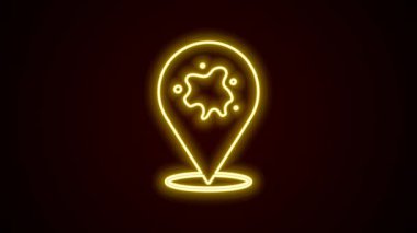 Parlak neon çizgisi boyası ikonu siyah arkaplanda izole edilmiş. 4K Video hareketli grafik canlandırması