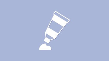 Mor arka planda izole edilmiş beyaz renkli palet simgesi. 4K Video hareketli grafik canlandırması