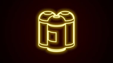 Parlayan neon çizgisi boya kutusu simgesi siyah arkaplanda izole edildi. 4K Video hareketli grafik canlandırması