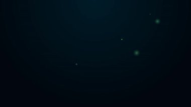 Parlak neon çizgisi boya fırçası simgesi siyah arkaplanda izole edildi. 4K Video hareketli grafik canlandırması