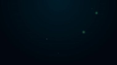 Parlayan neon çizgisi fırça simgesi siyah arkaplanda izole edildi. 4K Video hareketli grafik canlandırması