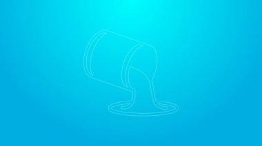 Mavi arkaplanda pembe çizgi boyası ikonu izole edilmiş. 4K Video hareketli grafik canlandırması