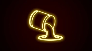 Parlak neon çizgi boyası simgesi siyah arkaplanda izole edilmiş. 4K Video hareketli grafik canlandırması
