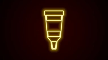 Siyah arkaplanda izole edilmiş boya paleti simgesiyle parlayan neon hat tüpü. 4K Video hareketli grafik canlandırması