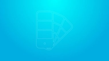 Pembe çizgi Renk Palet Rehberi simgesi mavi arkaplanda izole edildi. 4K Video hareketli grafik canlandırması