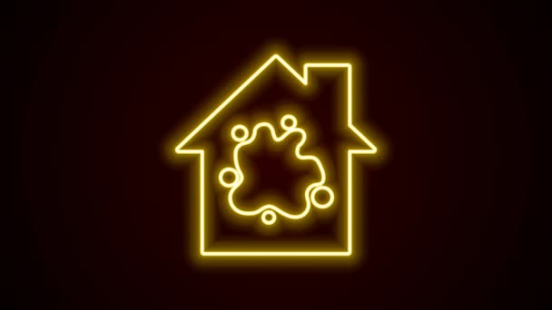 Linha de néon brilhante Pintura do ícone da casa isolado no fundo preto. Animação gráfica em movimento de vídeo 4K — Vídeo de Stock
