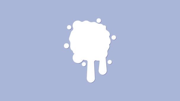 Icona spray vernice bianca isolata su sfondo viola. Animazione grafica 4K Video motion — Video Stock